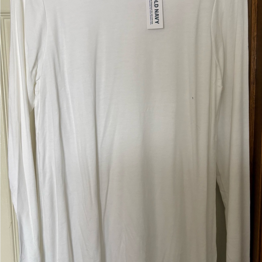 Old Navy Women's White Long-Sleeve Crewneck Tunic Small Tall NWT